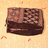 modal silk ajrak Choclate saree with floral print