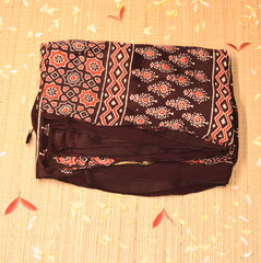 modal silk ajrak Choclate saree with floral print