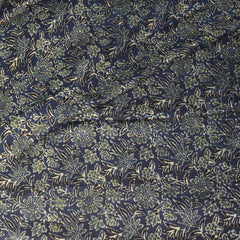Modal silk ajrak Navy blue saree with floral print