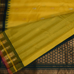 Gadwal pure silk lemon yellow saree with jari boarder