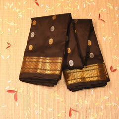 Gadwal pure silk Dark brown saree with jari boarder