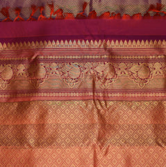 Gadwal pure silk purple saree with full of jari boarder