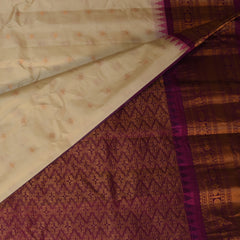 Gadwal pure silk half white saree with jari boarder