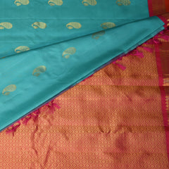 Gadwal pure silk sky blue saree with jari boarder