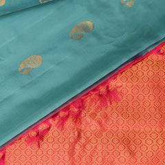 Gadwal pure silk sky blue saree with jari boarder