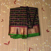 Gadwal pure silk dark brown saree with jari boarder