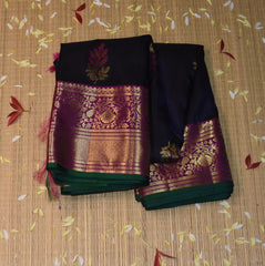 Gadwal pure silk purple saree with jari boarder