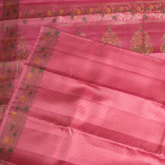 Kanchivaram Pure silk Pink saree with meenakari boarder