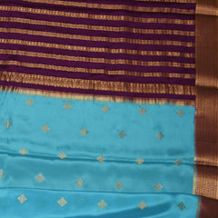 Pure Mysore crepe silk Sky blue saree with jari boarder