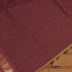 Kanchi Semi Cotton Silk Dark Maroon saree with jari boarder