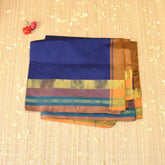 Kanchi Semi Cotton Silk Blue saree with Jari boarder