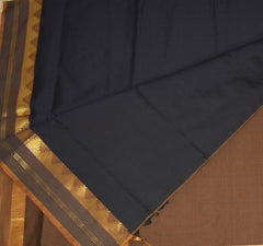 Kanchi Semi Cotton Silk Black saree with jari Boarder