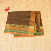 Kanchi Semi Cotton Silk Coffee Brown saree with Jari Boarder