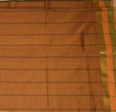 Kanchi Semi Cotton Silk Coffee Brown saree with Jari Boarder
