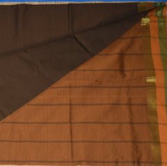 Kanchi Semi Cotton Silk Coffee Brown saree with Jari Boarder