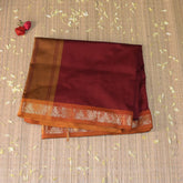 Kanchi Semi Cotton Silk Maroon Saree with Jari Boarder