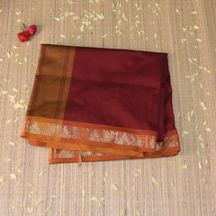 Kanchi Semi Cotton Silk Maroon Saree with Jari Boarder