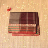 Kanchi Semi Cotton Silk Greyish Brown saree with jari boarder
