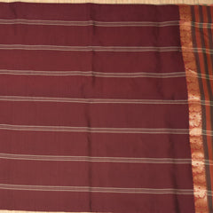 Kanchi Semi Cotton Silk Greyish Brown saree with jari boarder