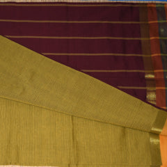 Kanchi Semi Cotton Silk Mustard yellow saree with jari boarder