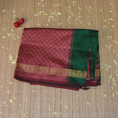 kanchi semi Cotton Silk Wild Orchid saree with jari boarder