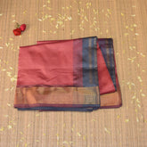 Kanchi Semi Silk Cotton Salmon Pink saree with jari boarder