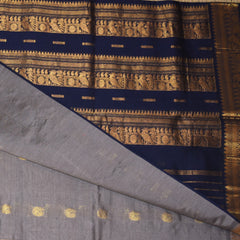Kanchi pure silk cotton grey saree with jari boarder