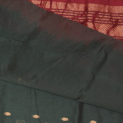 Kanchi pure Silk Bottle green saree with jari motifs