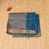 Kanchi Semi Cotton Silk Grey Saree with Jari Boarder