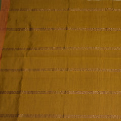 Kanchi Semi Cotton Silk Mustard Yellow saree with jari boarder