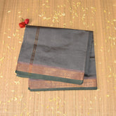 Kanchi Semi Cotton Silk Grey saree with jari boarder