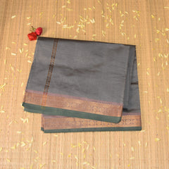 Kanchi Semi Cotton Silk Grey saree with jari boarder