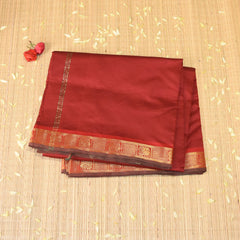 Kanchi Semi Cotton Silk Maroon saree with jari boarder