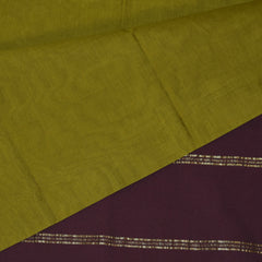 Kanchi Semi Cotton Silk Mustard yellow saree with jari boarder
