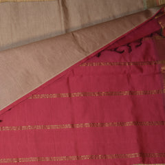 Kanchi Semi Cotton Silk Beige saree with jari boarder