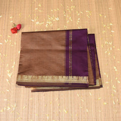Kanchi Semi Cotton Silk Brown Colour saree with jari boarder