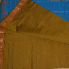 Kanchi Semi Cotton Silk Mustard yellow saree with jari boarder