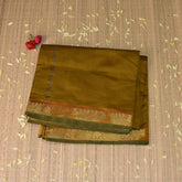 Kanchi Semi Cotton Silk Mustard Yellow saree with jari boarder