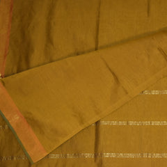 Kanchi Semi Cotton Silk Mustard Yellow saree with jari boarder
