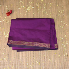 Kanchi Semi Cotton Silk Purple saree with jari boarder