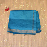 Kanchi Semi Cotton Silk Sky blue saree with jari boarder