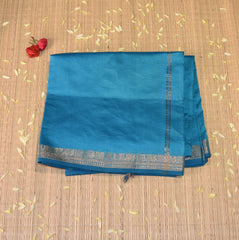 Kanchi Semi Cotton Silk Sky blue saree with jari boarder