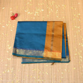 Kanchi Semi Cotton Silk Rama Green saree with jari boarder