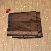 Kanchi Semi Cotton Silk Brownish Grey saree with jari boarder