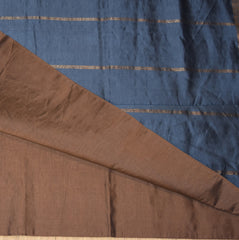 Kanchi Semi Cotton Silk Brownish Grey saree with jari boarder
