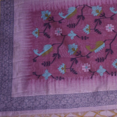 Chanderi Silk Cotton Lavender saree with thread work
