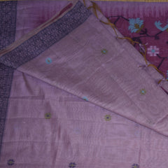 Chanderi Silk Cotton Lavender saree with thread work
