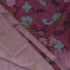 Chanderi Silk Cotton Lavender saree with thread work