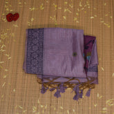 Chanderi Silk Cotton Lavender saree with thread work