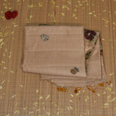 Chanderi Semi Silk Cotton Cream saree with floral print